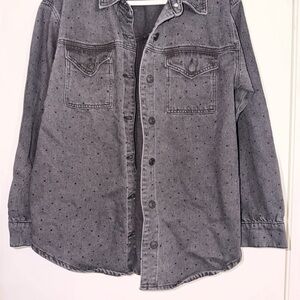 Maurices Black Denim Shirt Jacket with Subtle Texture